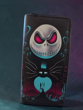 Nightmare Before Christmas Jack Skellington Glow Wallet 🖤 Zippered Gothic